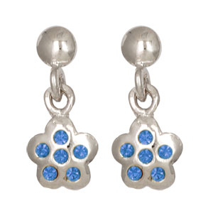 Blüte Ohrhänger blaue Kristalle 925 Silber