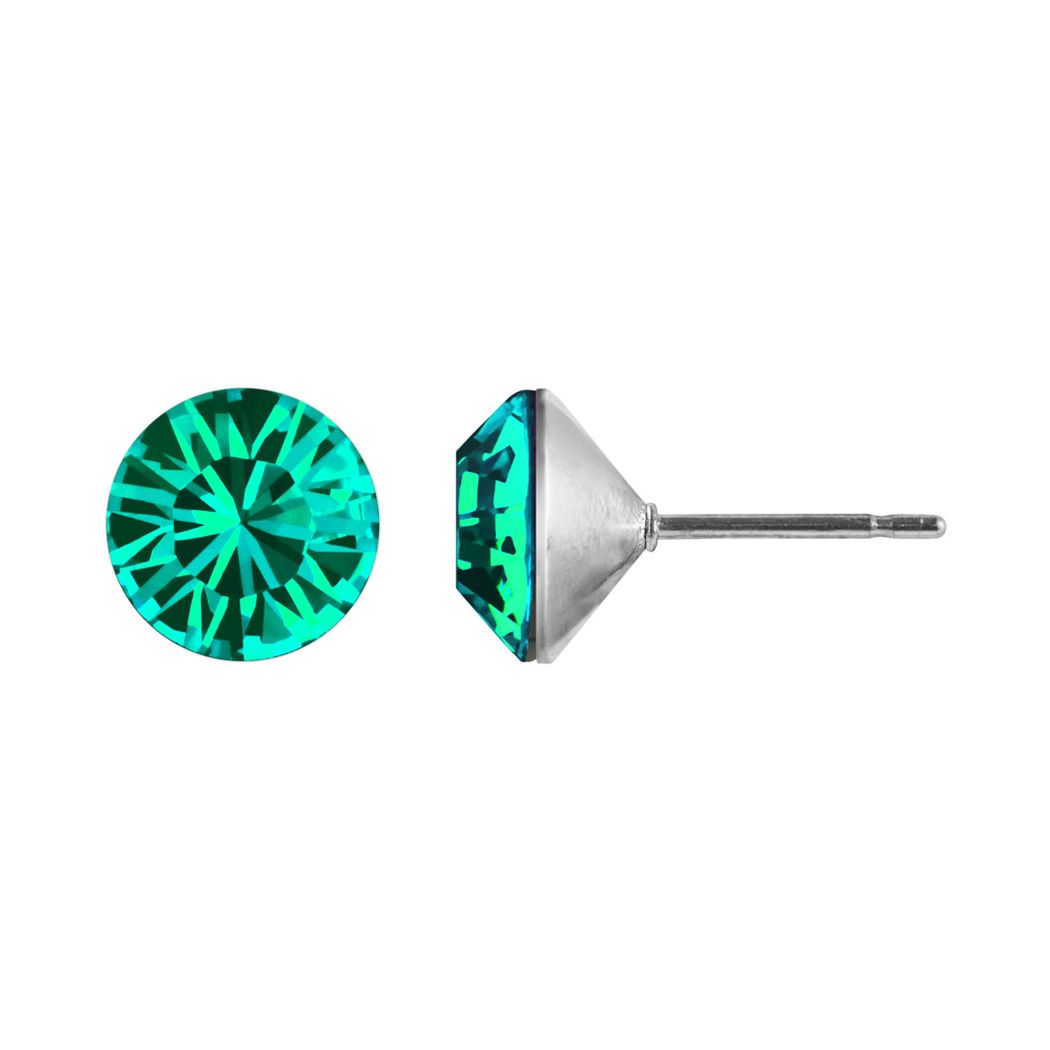 Ohrstecker Kristall 8mm in Blue Zircon 925 Silber