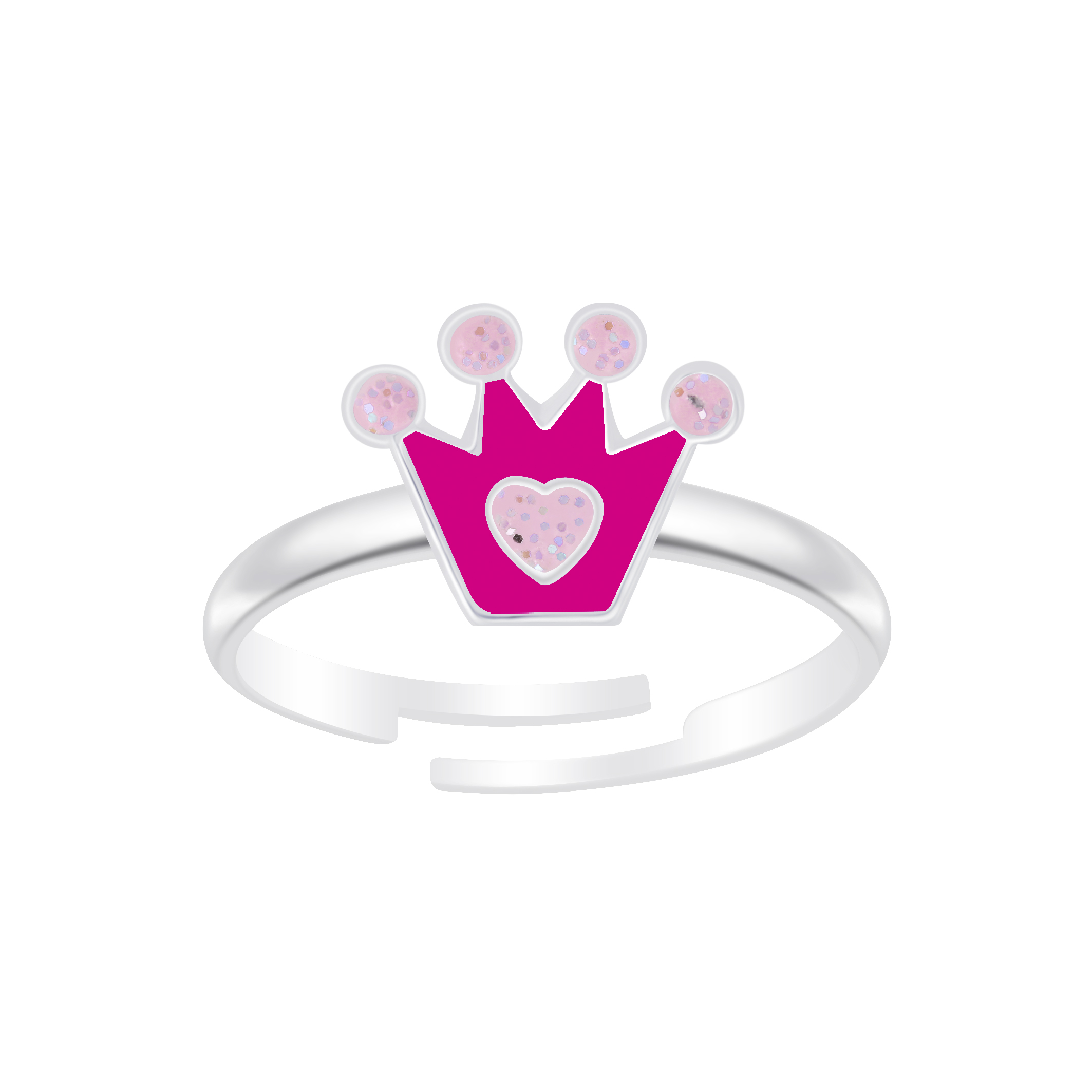 Ring Krone pink 925 Silber e-coated