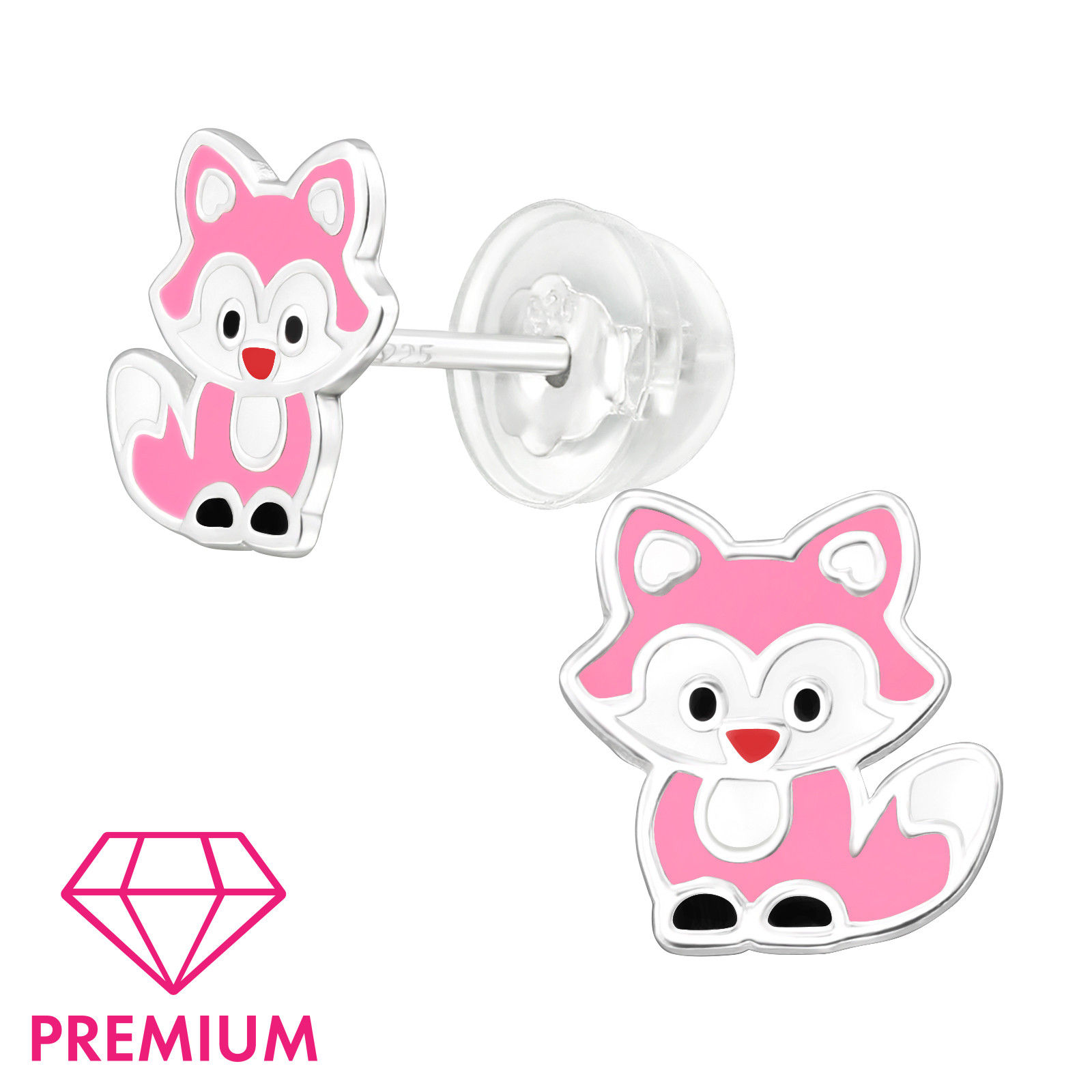 Ohrstecker Füchschen rosa PREMIUM 925 Silber e-coated
