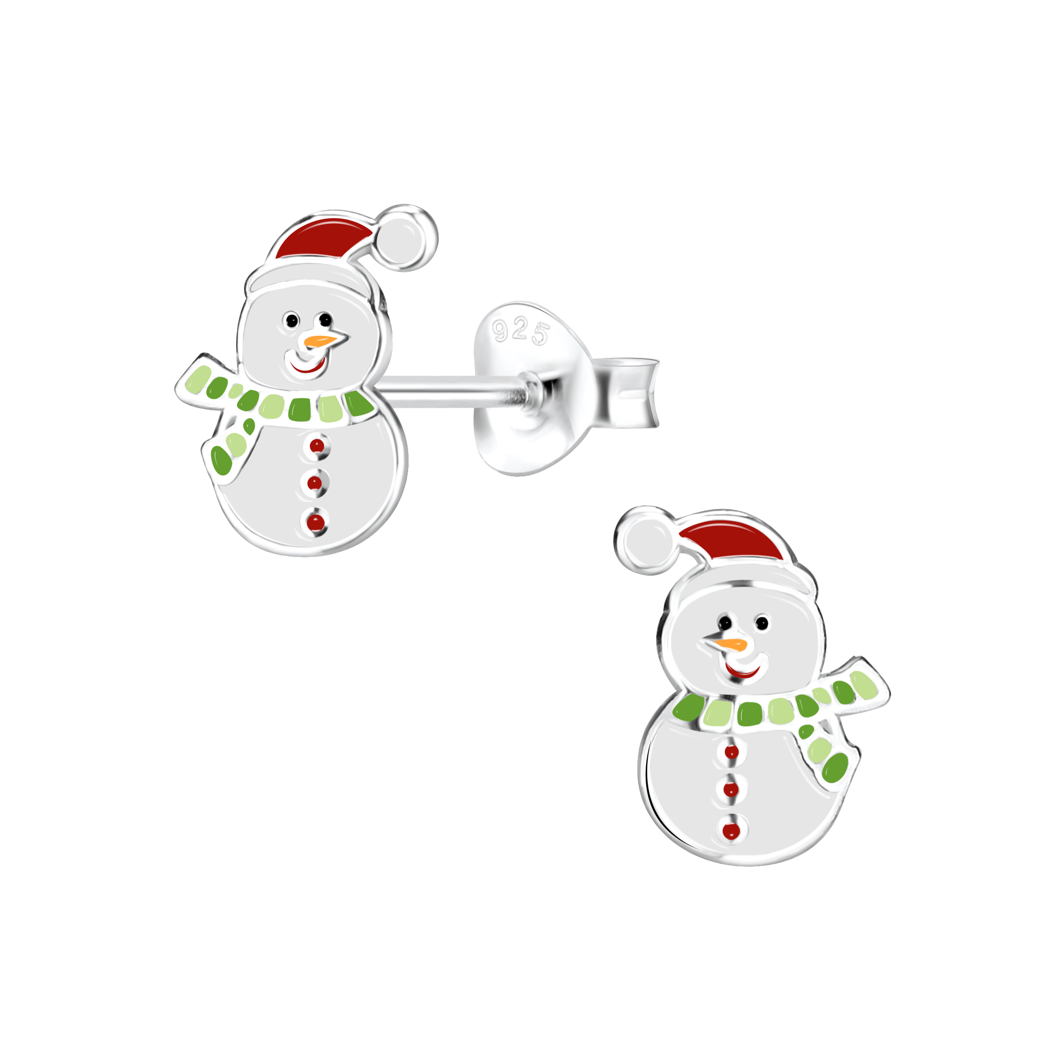 Ohrstecker Schneemann 925 Silber e-coated