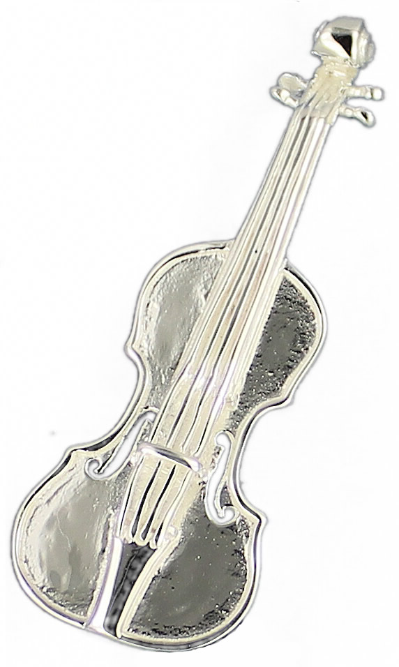 Brosche Violine 40 mm 925 Silber e-coated