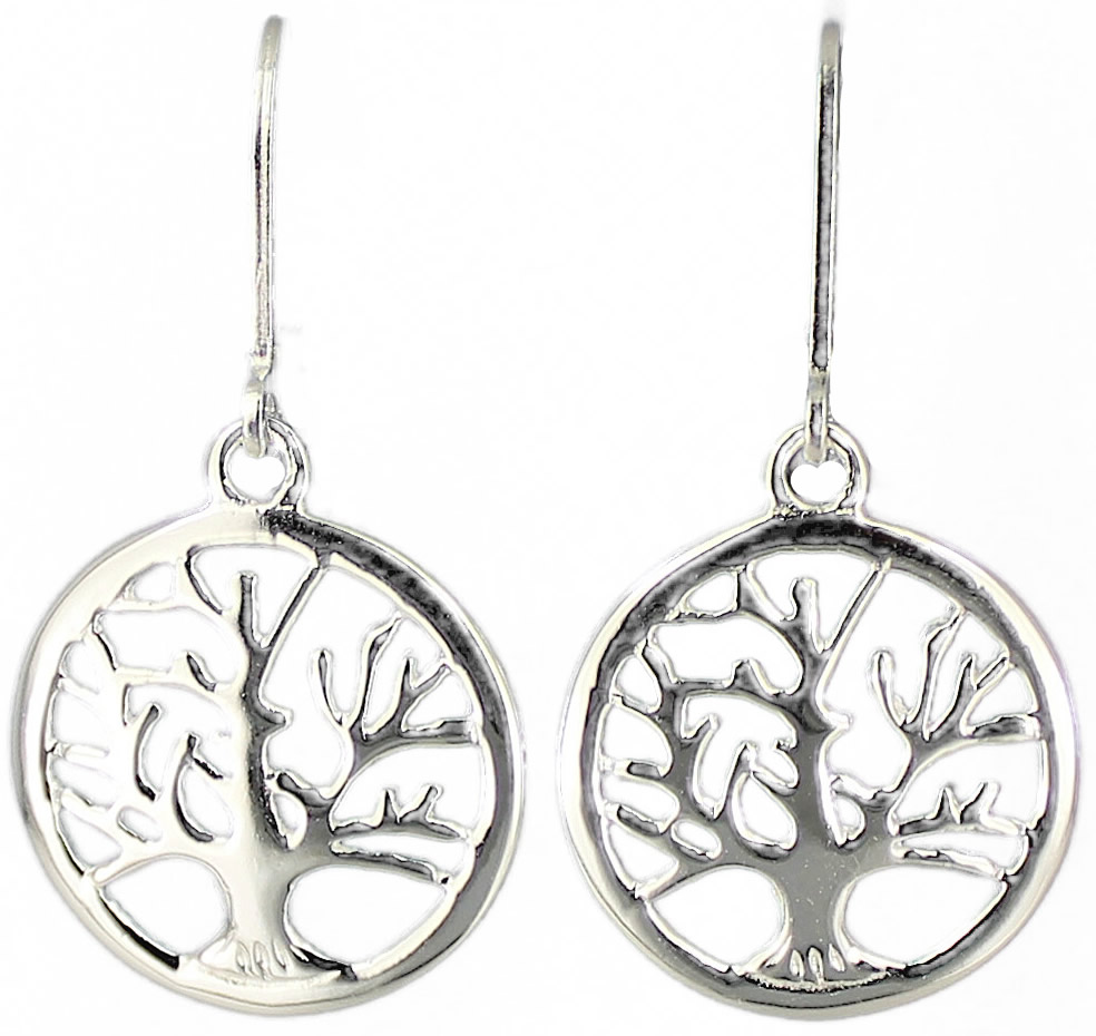 Ohrhänger Tree of Life 20 mm 925 Silber e-coated