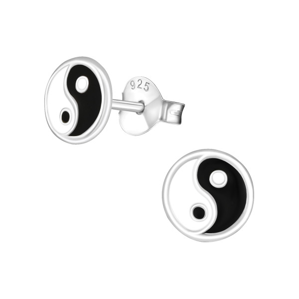 Ohrstecker Ying-Yang 7 mm 925 Silber e-coated