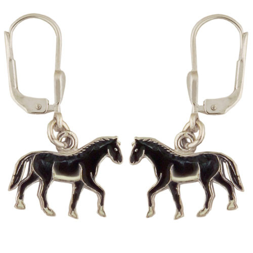Pferd Ohrhänger schwarz 925 Silber | Janusch Schmuck