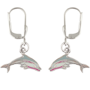 Ohrhänger Delphin grau/weiß Janusch Silber 925 | Schmuck