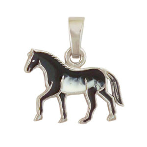 Pferd Anhänger schwarz 925 Silber